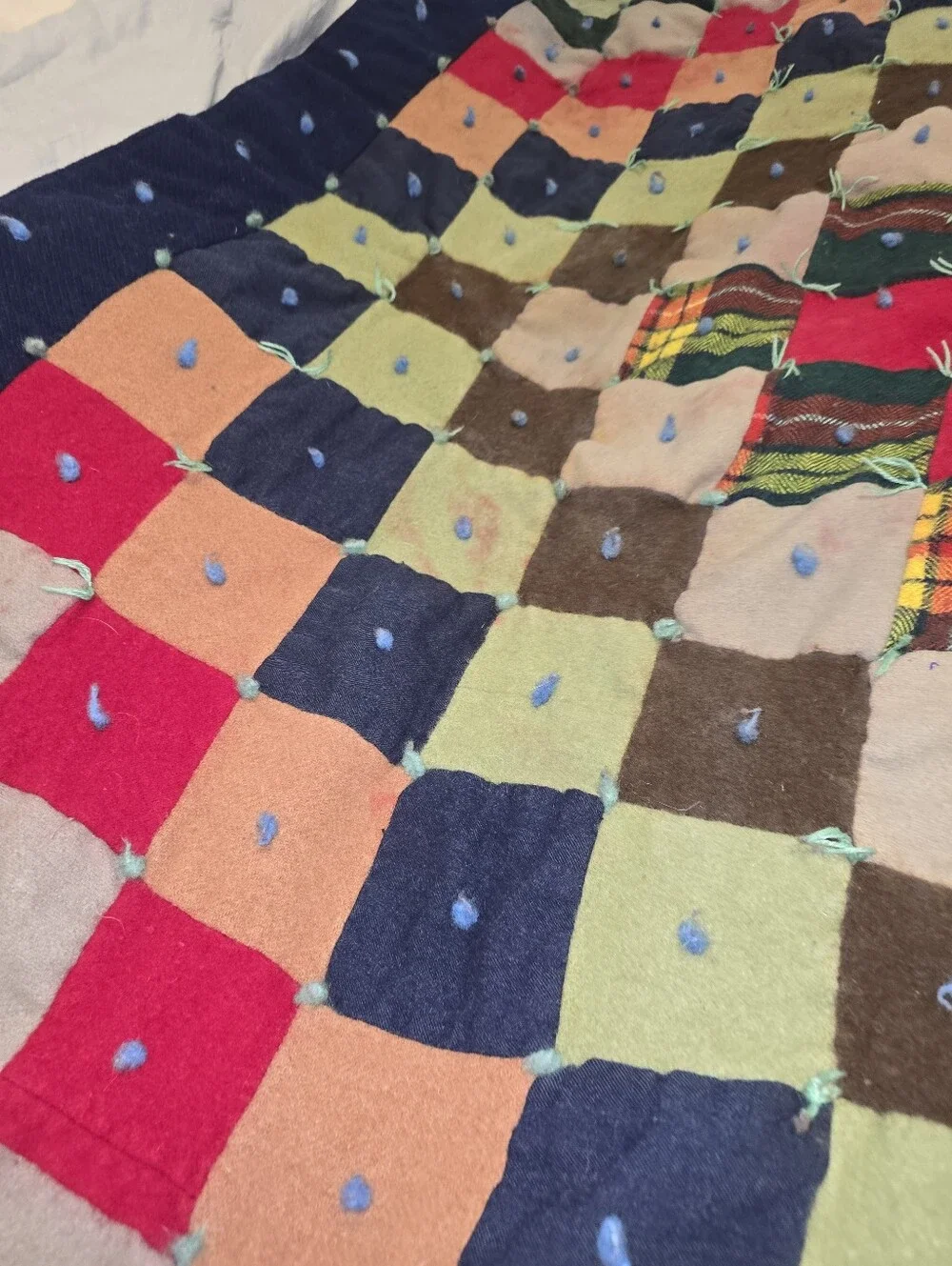 Vintage Wool Patchwork Block Quilt